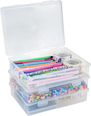 Produktbild von Klare Stiftebox 3er Set stapelbar transparent