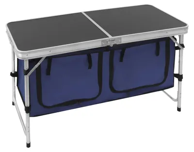 Produktbild von Campingtisch - Faltbarer Outdoortisch - Mit Aufbewahrungstaschen - 3-stufig höhenverstellbar - Stabiler Aluminiumrahmen - Für Picknick & BBQ - Schwarz