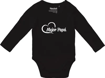 Produktbild von Huuraa Baby Body Mejor Papá Corazón 74 Black Baumwolle Fairtrade Langarmbody Geschenkidee