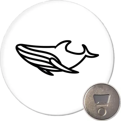 Produktbild von Huuraa Magnet Blauwal Silhouette 59mm Kühlschrankmagnet rund Flaschenöffner Geschenkidee