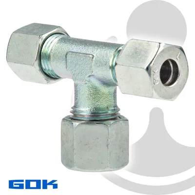 Produktbild von Schneidringverschraubung Typ TR - T-Stück - reduziert Ø 8 x 10 x 8 mm , Stahl verzinkt, Schneidring Stahl