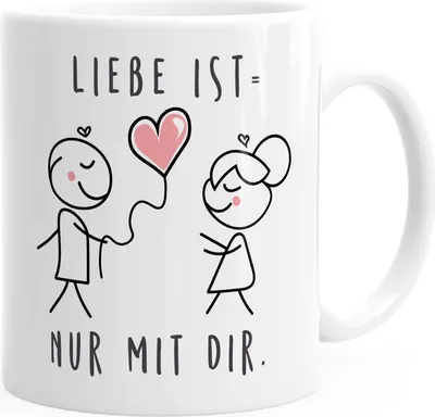 Produktbild von Kaffeetasse Liebe ist nur mit Dir Geschenk Valentinstag Liebe Spruch MoonWorks® weiß unisize
