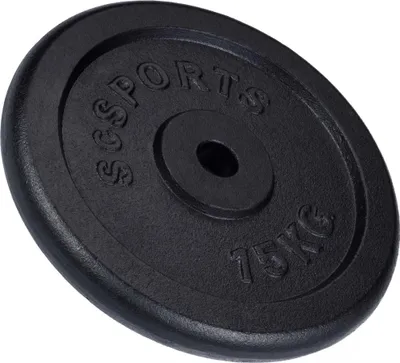 Produktbild von ScSPORTS® Hantelscheiben - Einzeln, 15kg, Ø 30/31mm, Gusseisen, Schwarz - Hantelscheibe, Gewichtsscheiben, Fitness Scheiben, Gewichte für Hantel, Langhantel