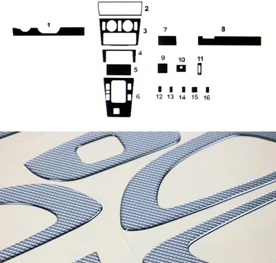 Image de 1993-2000 Mercedes Classe C W202 Décoration intérieure du cockpit Aspect carbone 16pcs