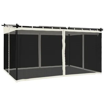 Produktbild von vidaXL Pavillon mit Netzwänden Creme 4x3 m Stahl