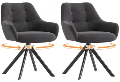 Image de Lot 2 Chaise pivotante premium avec demi-accoudoirs - Chaise rotation à 360°Base métallique haute stabilité, Gris