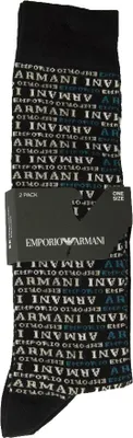 Immagine prodotto di Calza lunga uomo EMPORIO ARMANI 2 paia di calze calzini alte cotone articolo 302301 2F293, UNICA - ONE SIZE, Cotone 65%,Poliammide 33%,Spandex 2%