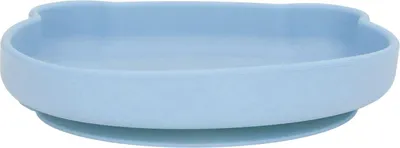 Produktbild von Baby-Saugnapfteller, niedliche Bärenform, umweltfreundlich, weich, sicher, Silikon-Utensilienschale, Grau, Blau