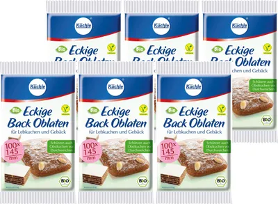 Produktbild von Küchle eckige  Back Oblaten 100x145mm für Lebkuchen und Gebäck (6er Pack)
