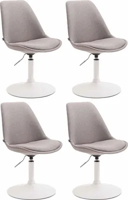 Produktbild von CLP 4er Set Esszimmerstühle Maverick Stoff drehbar und stufenlos verstellbar grau Gestell Farbe weiß