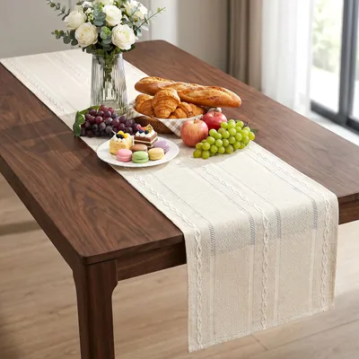 Productafbeelding van Boho Tafelkleed, Beige 33 x 243 cm, Elegante Decoratie