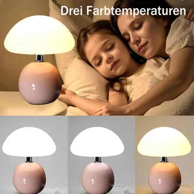 Produktbild von Nachttischlampen, LED Tischlampe, Schreibtischlampe, Pilz-Tischleuchte, 3 Lichtfarben, Nachttischlampe, Dekotischlampe,dimmbar, für Büro, Wohnzimmer