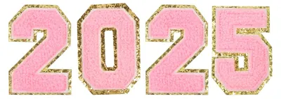 4 Chenille-Zahlen-Patches 8 cm, rosa, aufbügelbar