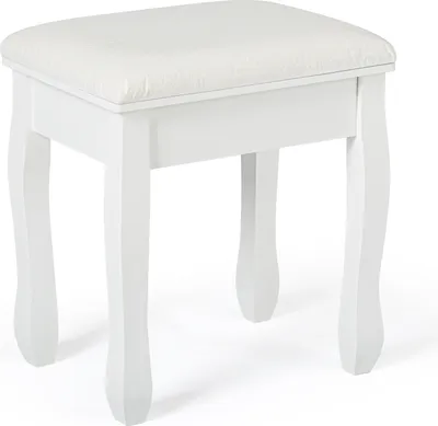 Produktbild von Mondeer Schminkhocker Sitzhocker Polsterhocker 41x30x45cm Weiß Barock