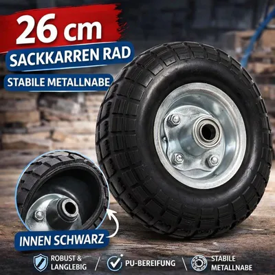 Produktbild von Sackkarrenrad Reifen PolyurethanVollgummi Sackkarre Kugellager Ø 260 mm 4.10/3.50-4