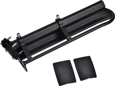 Obrázek produktu pro Hliníkový nosič na kolo, s rychloupínacím mechanismem, vhodný pro sedlové trubky do průměru 32 mm, maximální nosnost 10 kg, včetně upínacího popruhu – ideální pro horská kola a silniční kola