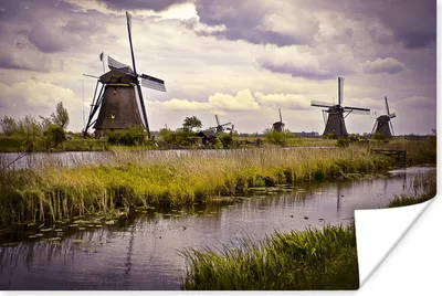 Produktbild von MuchoWow® Poster Mühle - Niederlande - Wasser 90x60 cm - Schlafzimmer