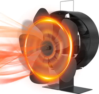 Obrázok produktu pre YUENFONG 5 lopatiek komínového ventilátora Vyhrievaný ventilátor na kachle bez elektrickej energie Komínový ventilátor na kachle Komínový ventilátor na drevo/horák/krb (60 stupňov otáčania)