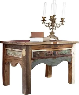 Image de MASSIVMOEBEL24 | Table de nuit 60x40 Bois de récupération laqué Multicolore NATURE OF SPIRIT #44
