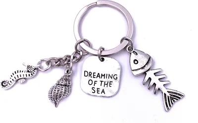 Immagine prodotto di Onwomania Sogno del mare Pesce cavalluccio marino Portachiavi Portachiavi in metallo argento