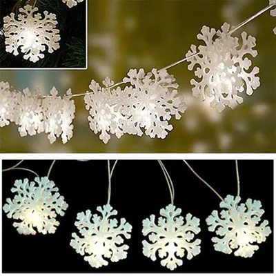 Image de Chaîne lumineuse LED Flocon de neige 4m Décoration de Noël Décoration d'hiver Éclairage de fenêtre