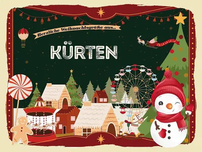Produktbild von vianmo Holzschild 30x40 cm Weihnachtsgrüße aus Kürten Weihnachten Fest