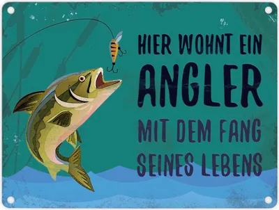 Produktbild von Blechschild - Nostalgisch Hier wohnt ein Angler Schild Blechschild