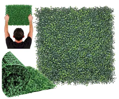 Obrázek produktu pro Umělá rostlinná stěna 40 × 60 cm, zimostráz, zelená, nástěnný panel, zástěna, odolná proti UV záření