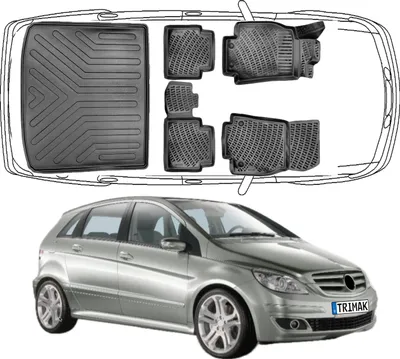 Produktbild von 3D Auto Fußmatten & Obere Kofferraumwanne Set Kompatibel mit Mercedes B-Klasse T 245 2005 - 2011