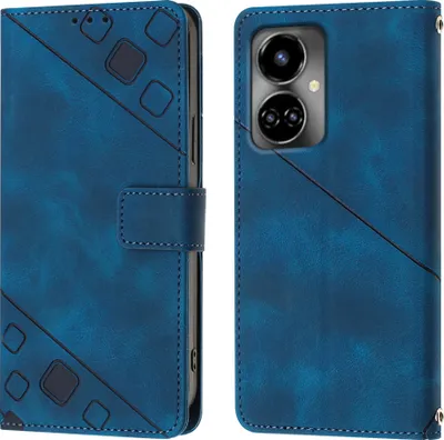 Produktbild von Hülle für Tecno Camon 19 Prägung Flip Leder Brieftasche Schutzhülle mit Ständer Blau