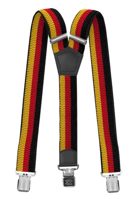 Produktbild von Fabio Farini - 1 Stück 4cm Breites Y-Design verstellbar mit extra starken Clipverschluss, Schwarz/Rot/Gelb