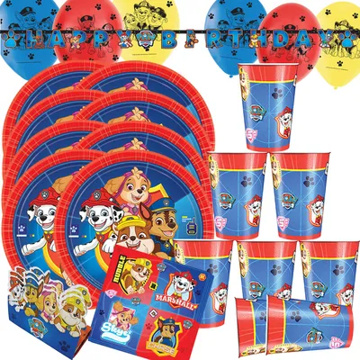 Produktbild von Paw Patrol Party-Set Hunde Tisch-Deko 47-tlg. Kindergeburtstag Party-Zubehör