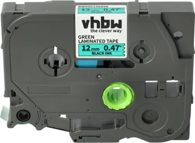 Produktbild von vhbw Schriftband-Kassette kompatibel mit Brother PT 550, 540, 550A, 540C, 580C, 7500VP, 7100VP, 7100 Etiketten-Drucker 8m x 12mm Schwarz auf Grün