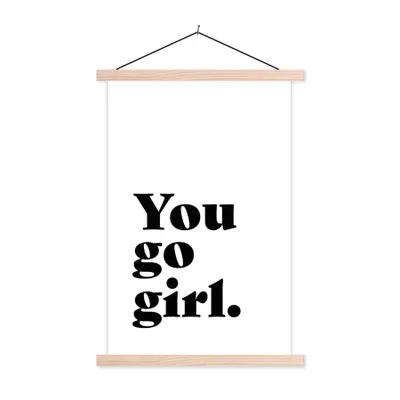Produktbild von MuchoWow® Textilposter Sprichwörter - Du gehst Mädchen - Mädchen - Kinder - Zitate 120x180 cm mit holzfarbenen Rahmen - Textil-Plakat