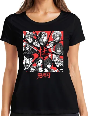Zdjęcie produktu dla Demon Slayer Kimetsu no Yaiba Hashira Anime Gift Vintage Ladies T-Shirt, Czarny, S