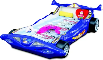 Produktbild von Blaues Rennauto Kinderbett Formula 1 Kinderbett Holzgestell Luxus Möbel