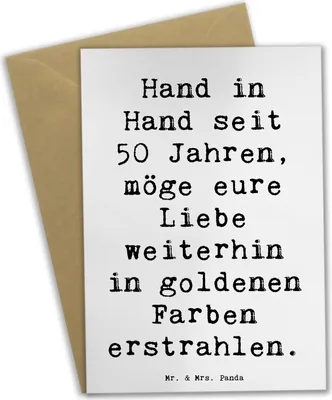 Produktbild von Mr. & Mrs. Panda Grußkarte Spruch 50. Hochzeitstag Goldene Hochzeit - Weiß - Geschenk, Heiraten, Partnerschaft, hochzeitskarten, osterkarte, Geschenke, ewige Liebe