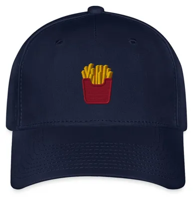 Produktbild von Spreadshirt Stickmotiv Pommes in Rotem Fizzer Beutel Flexfit Cap, S/M (Caps), Navy