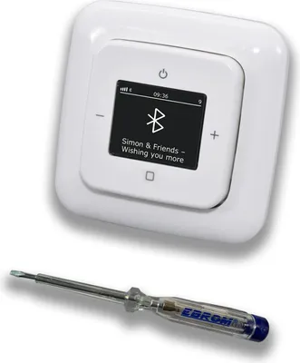 Produktbild von Busch Jäger DAB+ Unterputz Bluetooth (in and out) Radio (8217U-101) Reflex SI alpinweiß, Komplett-Set 8217 U – 101, Rahmen und Radioabdeckung inkl. EBROM Phasenprüfer zur Montage des Geräts