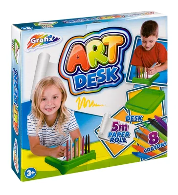 Produktbild von Große Kinder Maltafel mit 5 Meter Rollpapier und Wachsmalstiften Set zum Malen und Zeichnen