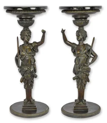 Produktbild von Paar Skulptur Guéridons Podest Bronze Replikat Retro Design Dekoration
