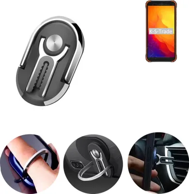 Produktbild von K-S-Trade 3in1 Smartphone-Ring Handy-Ring kompatibel mit Blackview BV4900S Fingerhalterung  Handyring Tischständer Lüftungsgitter-Halterung Tisch
