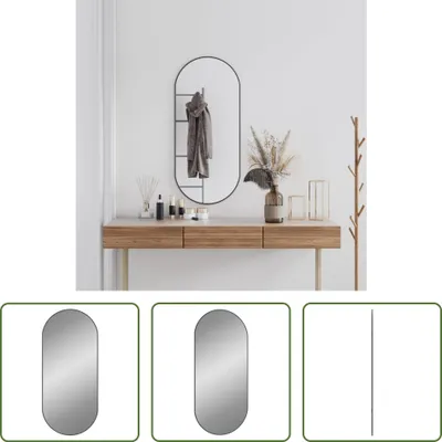 Immagine prodotto di The Living Store Specchio da parete nero 100x45 cm ovale