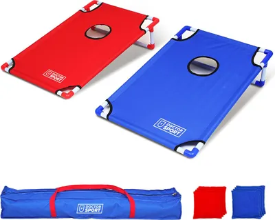 Obrázok produktu pre Double U.S.A. CORNHOLE set modro-červený v luxusnej taške - 8 vrecúšok s fazuľou - Krásna hra na hádzanie