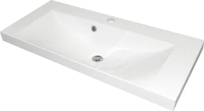 Produktbild von FACKELMANN Gussmarmorbecken MALUA / Waschtisch aus Gussmarmor / Maße (B x H x T): ca. 80 x 14 x 35 cm / hochwertiges Waschbecken fürs Badezimmer und WC / Farbe: Weiß / Breite: 80 cm