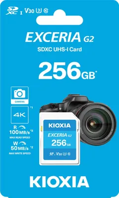 Zdjęcie produktu dla Kioxia LNEX2L256GG4, 256 GB, SDXC, Klasa 10, UHS-I, 100 MB/s, 50 MB/s