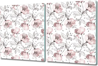 Produktbild von Glas-Herdabdeckplatte Glaskeramikkochfeld-Abdeckung Spritzschutz - 2x 40x52 cm - Blumendesign Kunst
