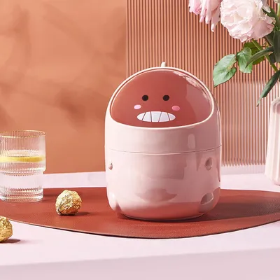 Immagine prodotto di Contenitore per rifiuti BORDSTRACT, piccolo cestino con coperchio a battente, cestino da scrivania. Carino mini cestino in plastica, cestino per bambini, cestino da tavolo