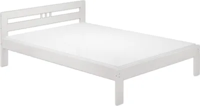 Produktbild von Bettgestell Kiefer massiv weiß Doppelbett 140x200 Französisches Bett Zubehör wählbar V-60.64-14WRollrost und Matratze inkl.