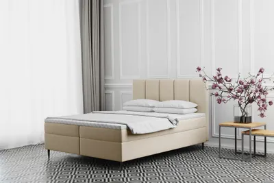 Produktbild von Boxspringbett Schlafzimmerbett MARAL 140x200cm in Stoff Monolith Creme